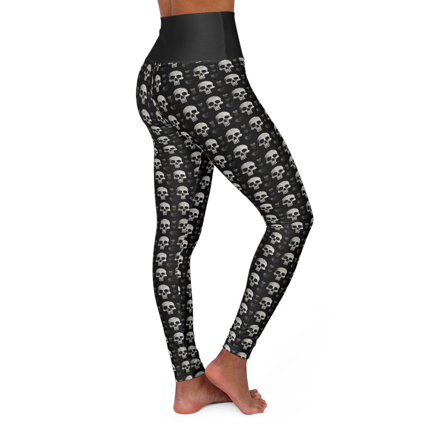 Skull Print High Waisted Yoga Leggings