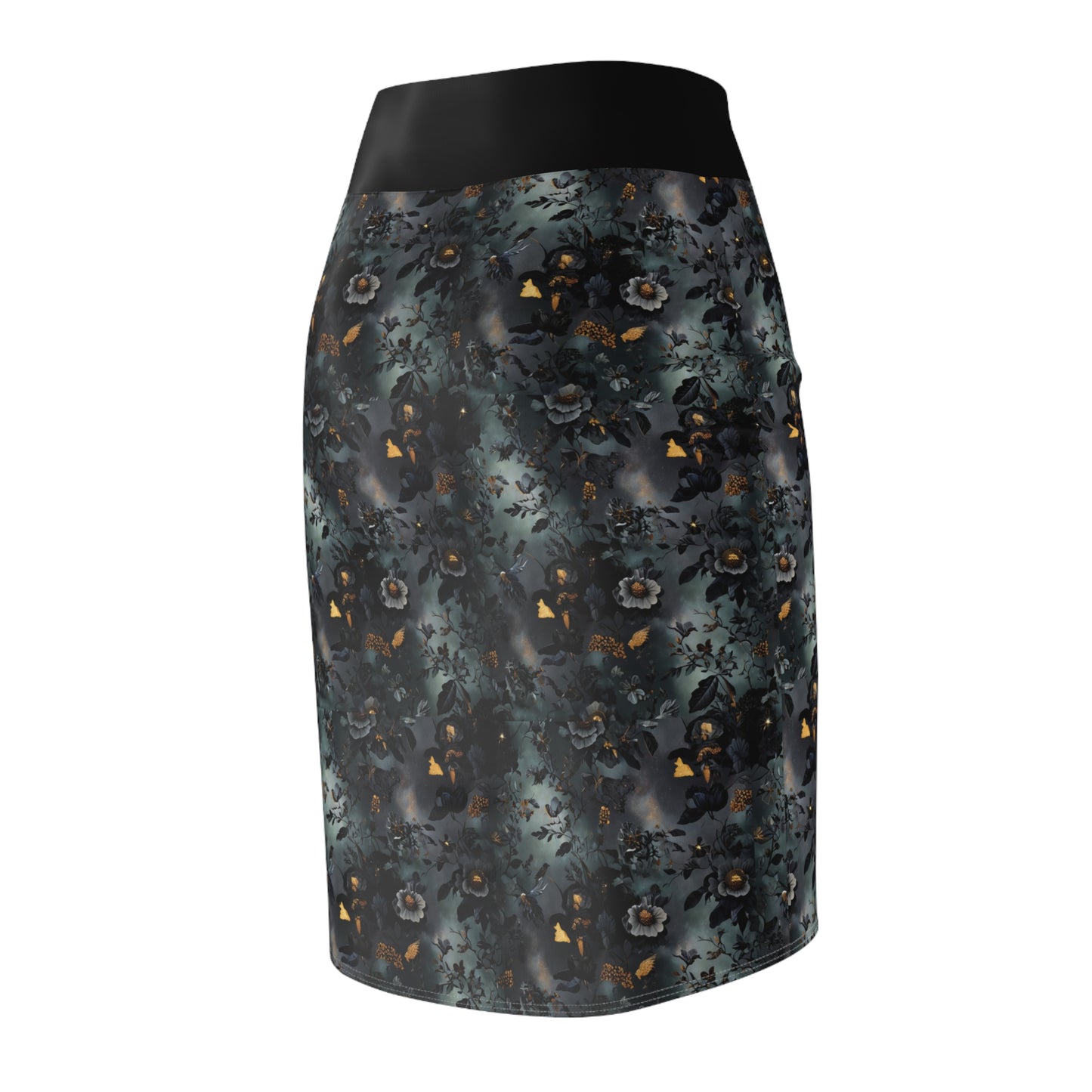 Dark Floral Pencil Skirt