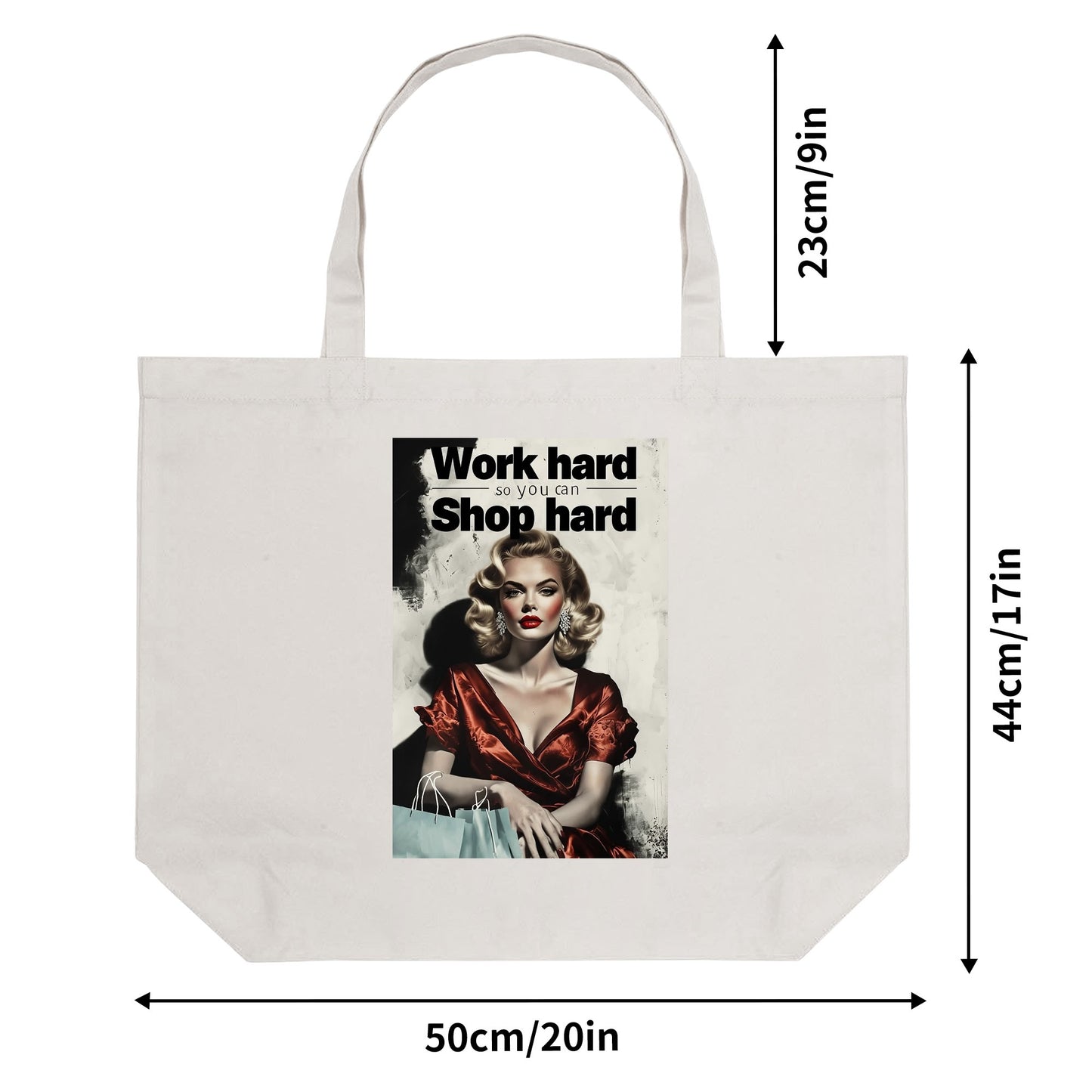 Work Hard Tote Bag (Single-sided Print)