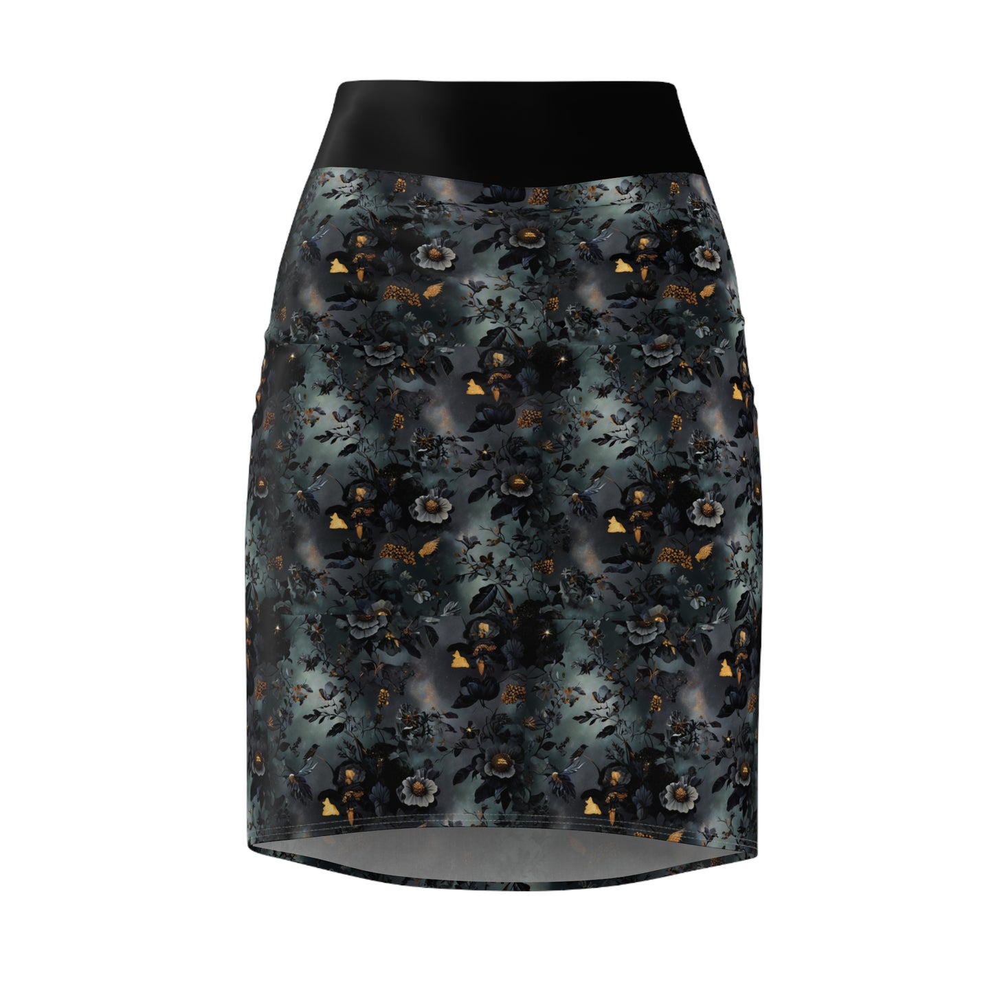 Dark Floral Pencil Skirt