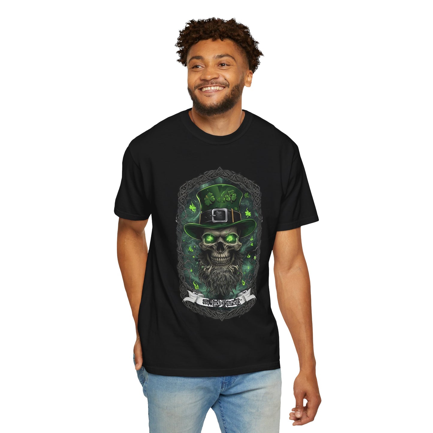 St. Patrick's Day Skull Graphic T-Shirt - Unisex Garment-Dyed Tee