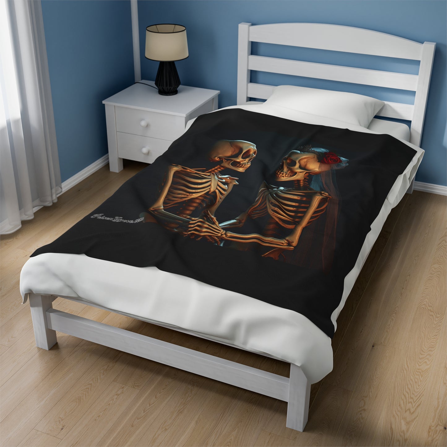 Romantic Skeletons Velveteen Plush Blanket