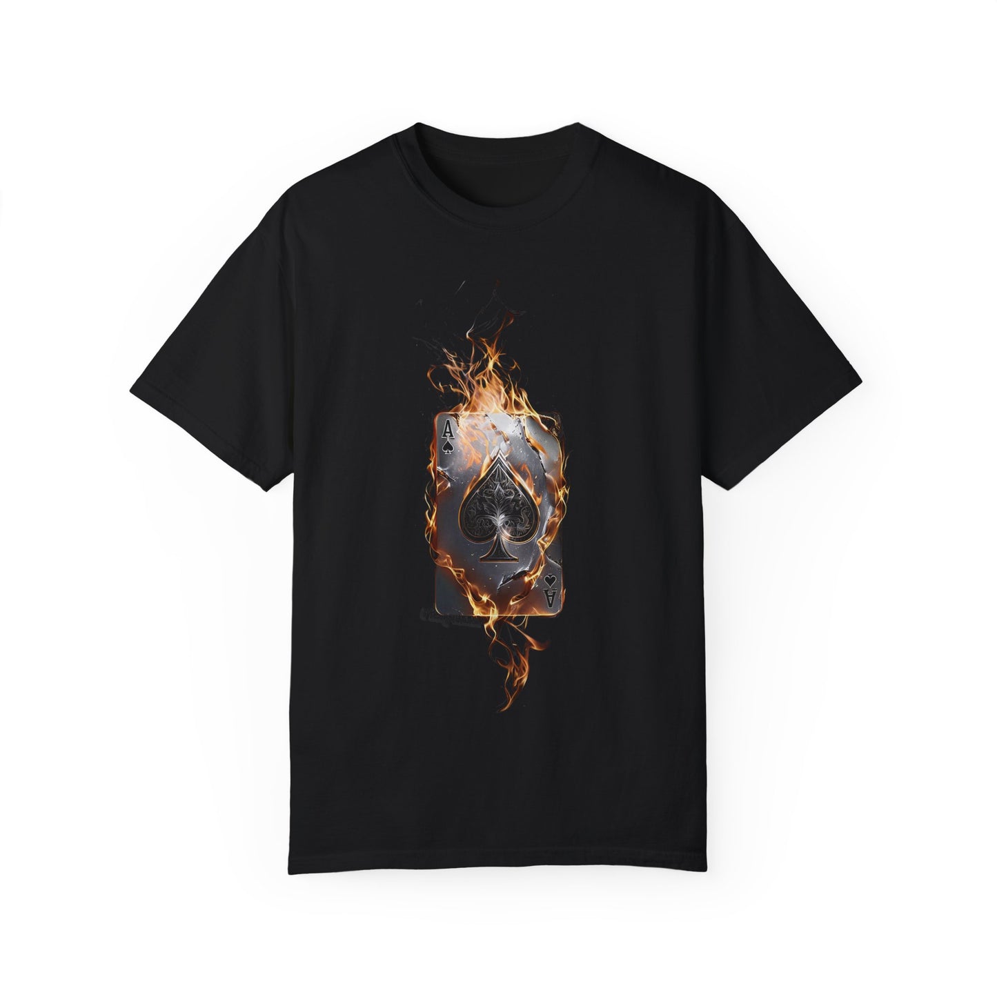 Fire Ace Unisex Garment-Dyed T-Shirt - Bold Card Design for Gamers and Poker Enthusiasts