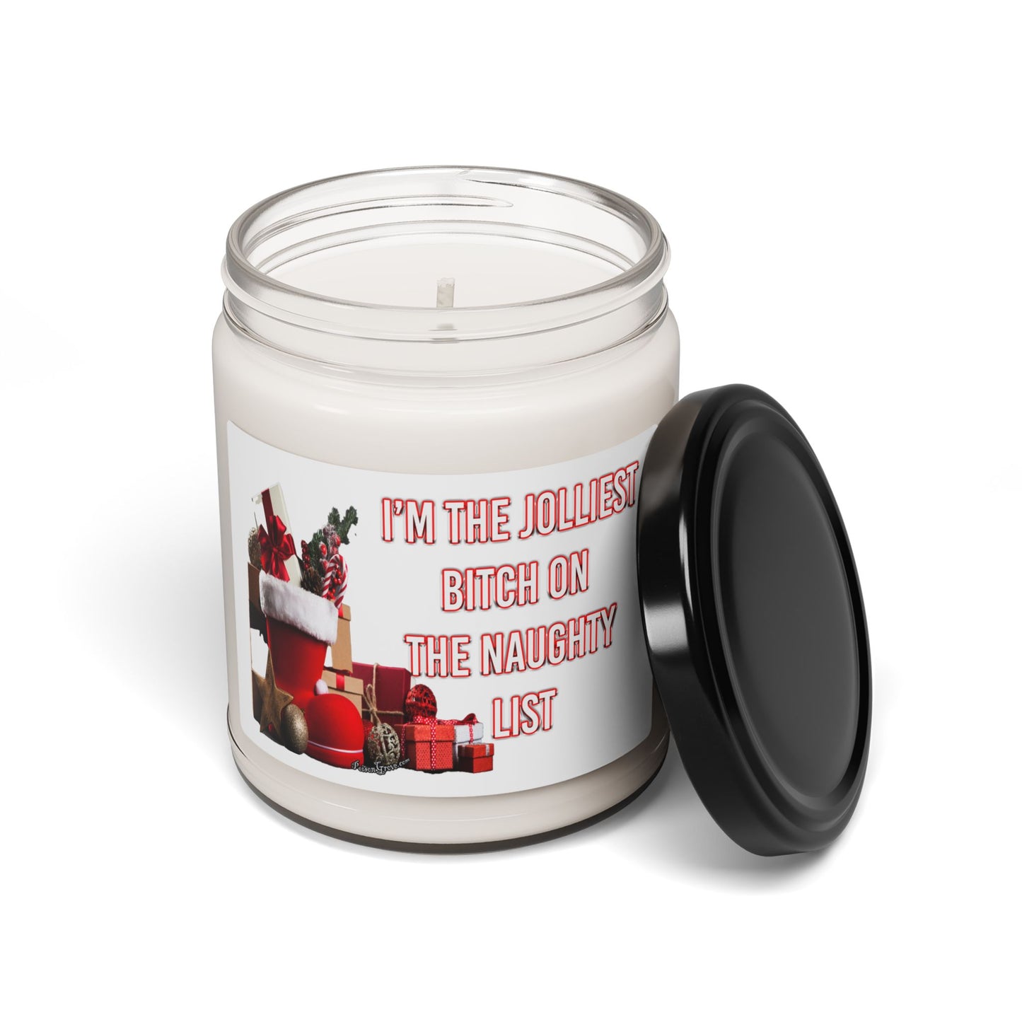 Holiday Soy Candle — “I’m the Jolliest Bitch on the Naughty List” Christmas Scent, 9oz