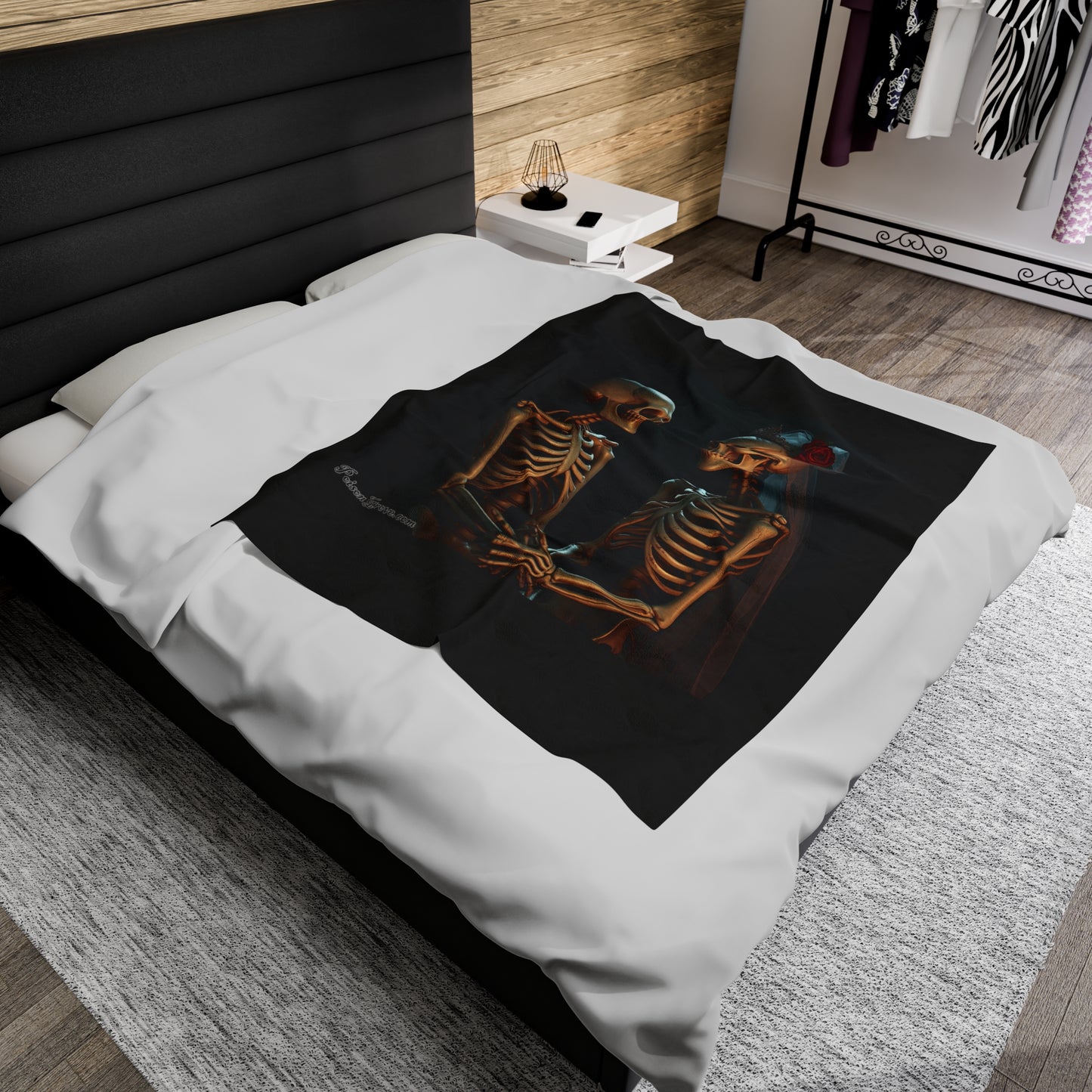 Romantic Skeletons Velveteen Plush Blanket