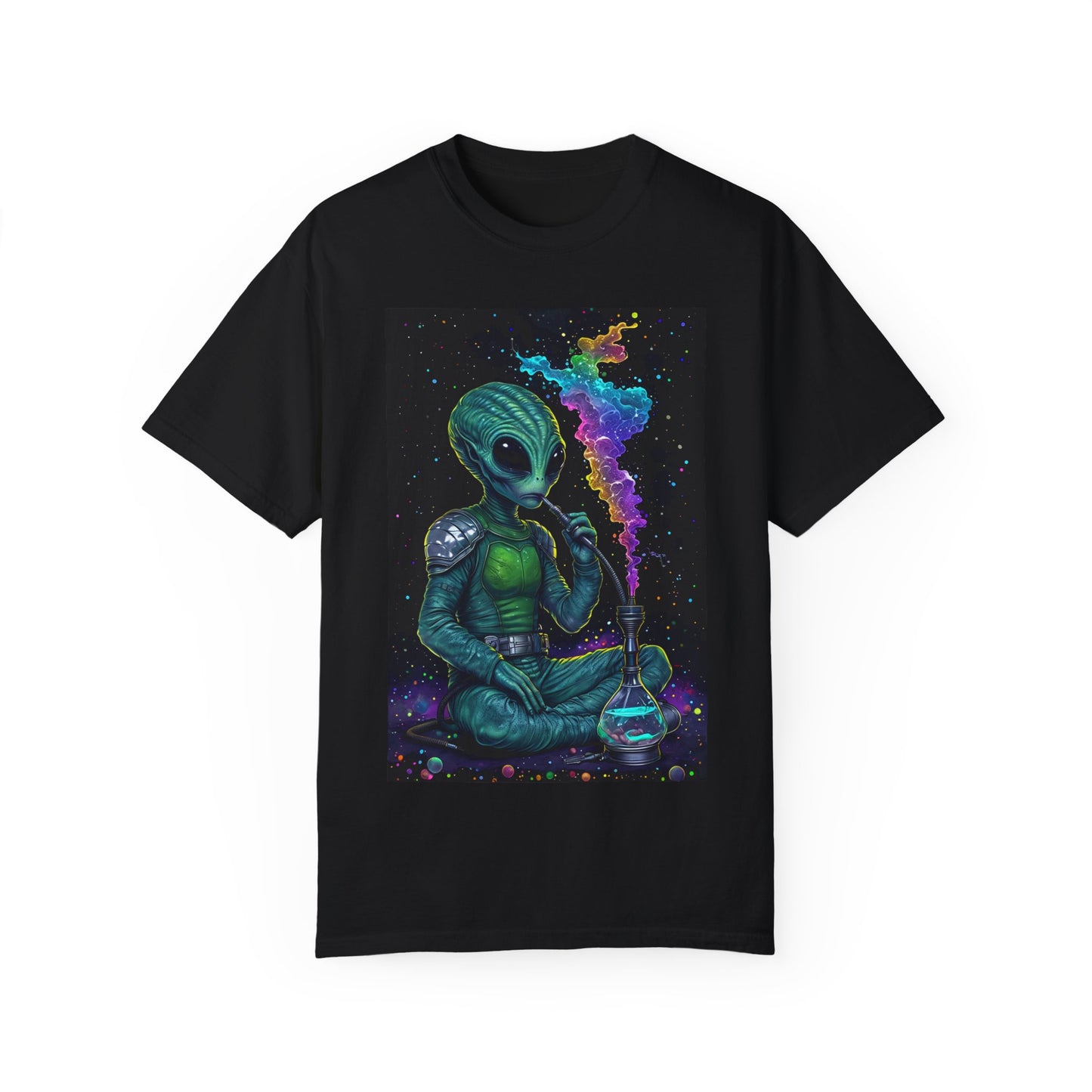 Cosmic Alien Unisex Garment-Dyed T-Shirt - Colorful Retro Sci-Fi Design