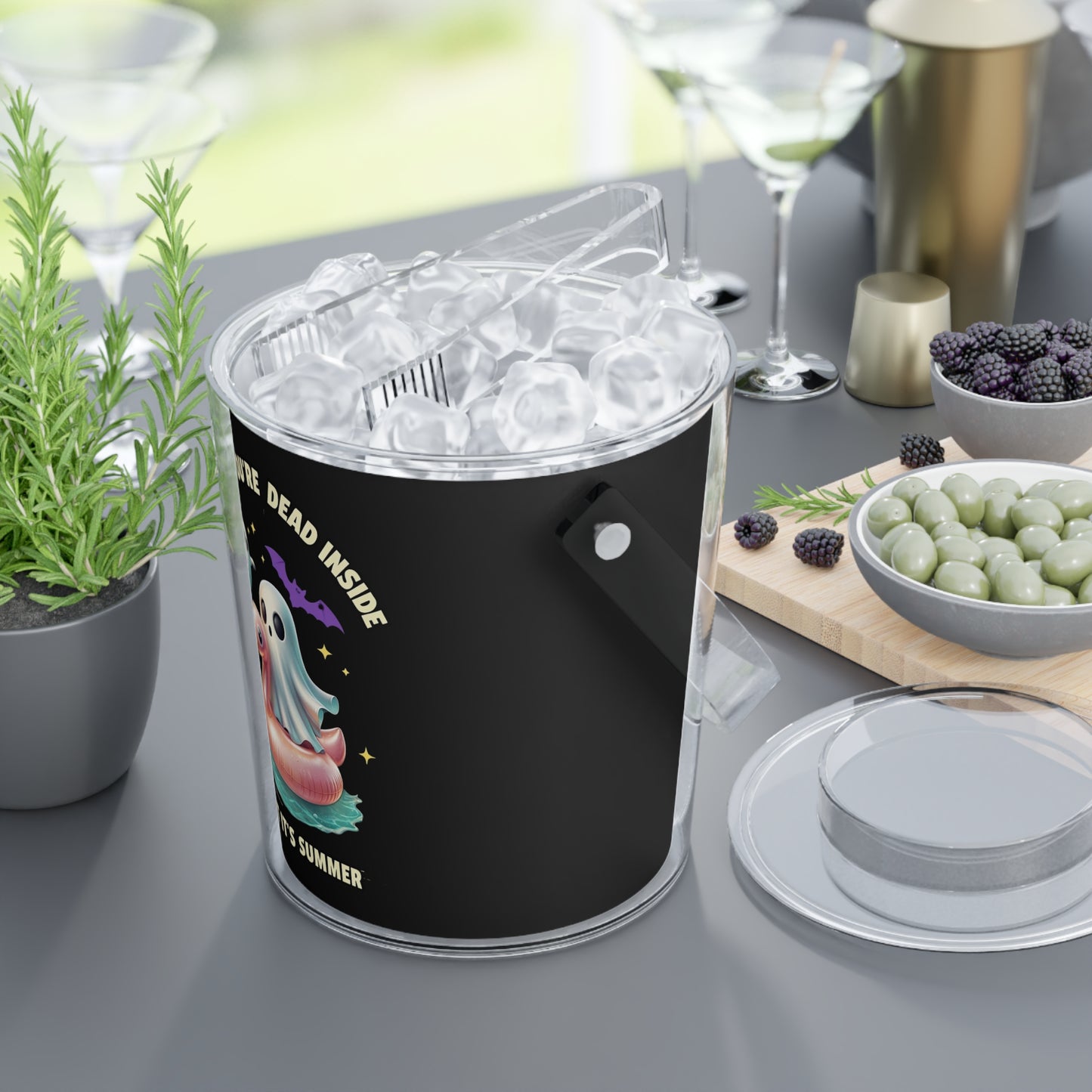 Ghost Pool Ice Bucket with Tongs