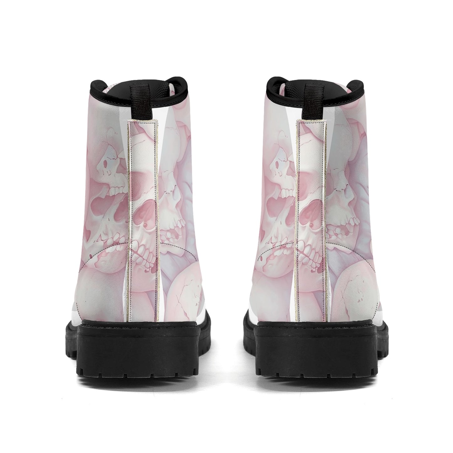 Pink Skulls Black Outsole Leather Boots-V2