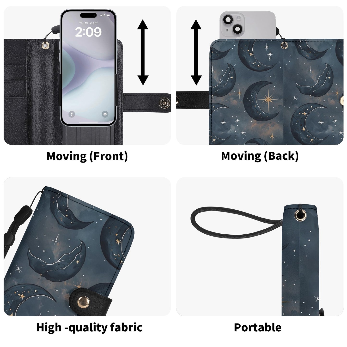 Dark Moon Phone Flip Case Leather