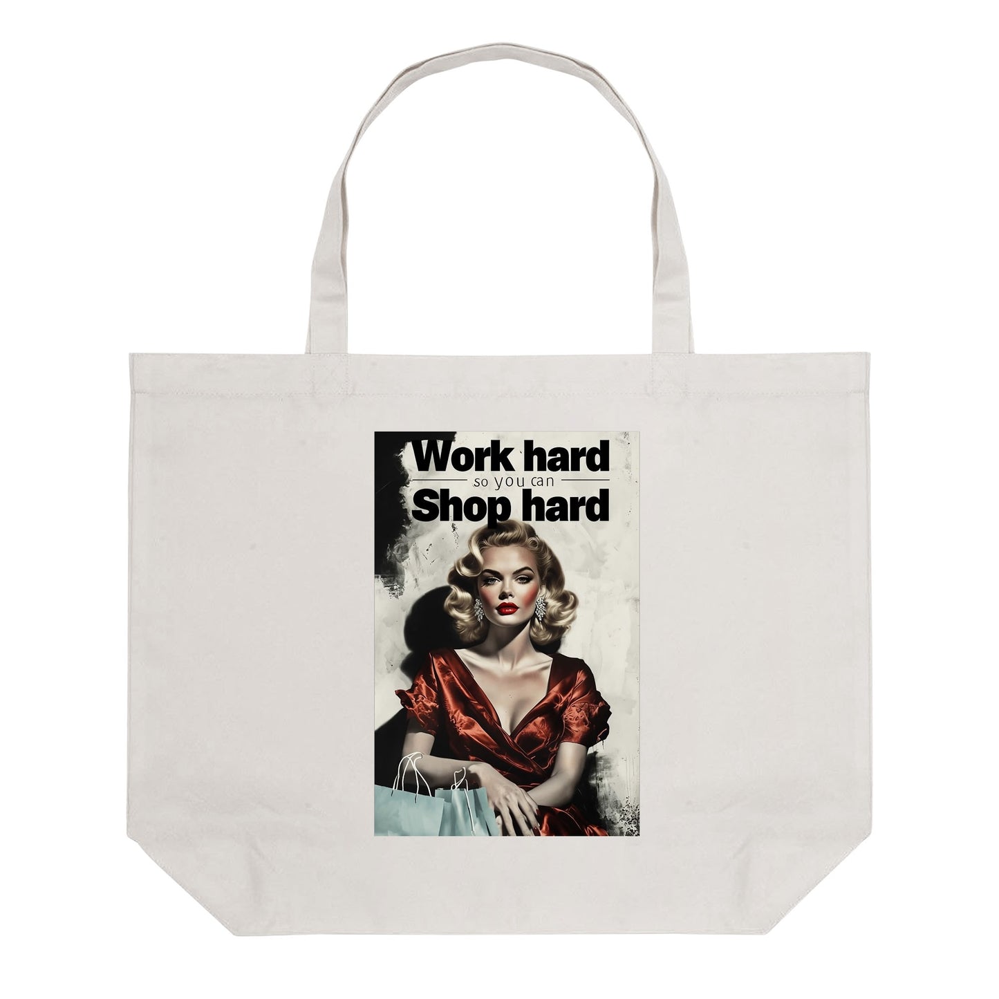 Work Hard Tote Bag (Single-sided Print)