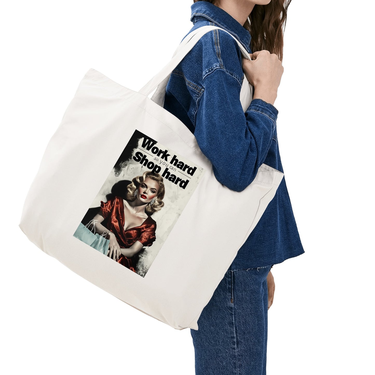 Work Hard Tote Bag (Single-sided Print)