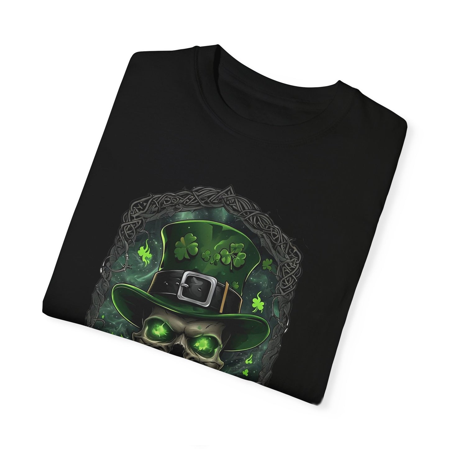 St. Patrick's Day Skull Graphic T-Shirt - Unisex Garment-Dyed Tee