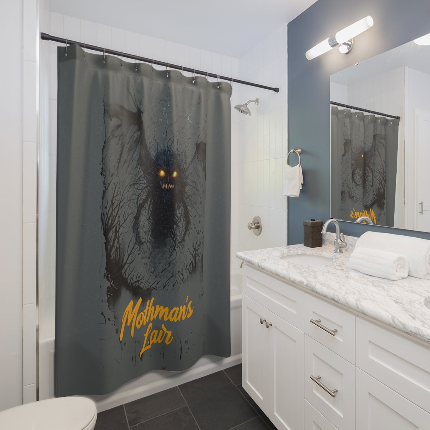 Mothman's Lair Shower Curtain - Bathroom Decor