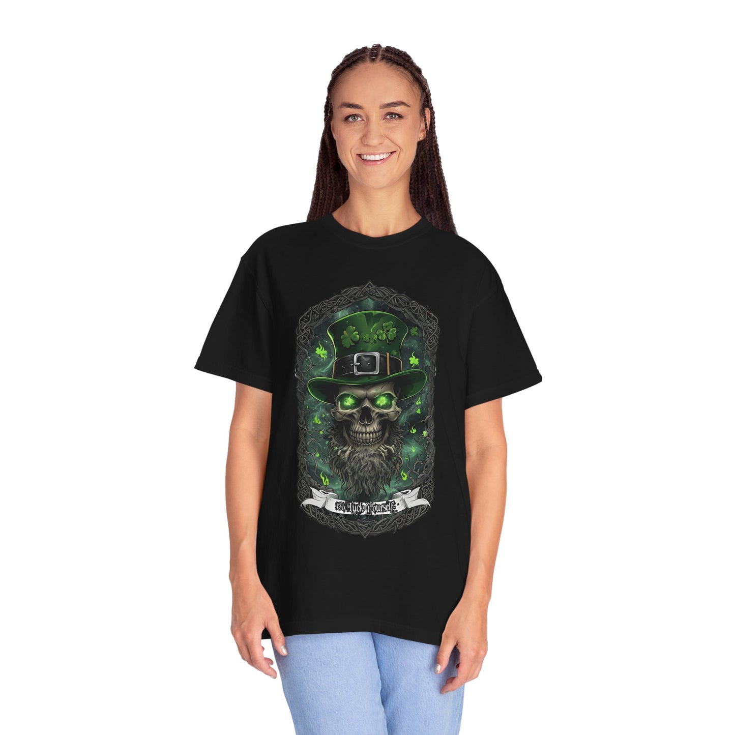 St. Patrick's Day Skull Graphic T-Shirt - Unisex Garment-Dyed Tee