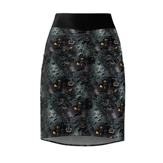 Dark Floral Pencil Skirt