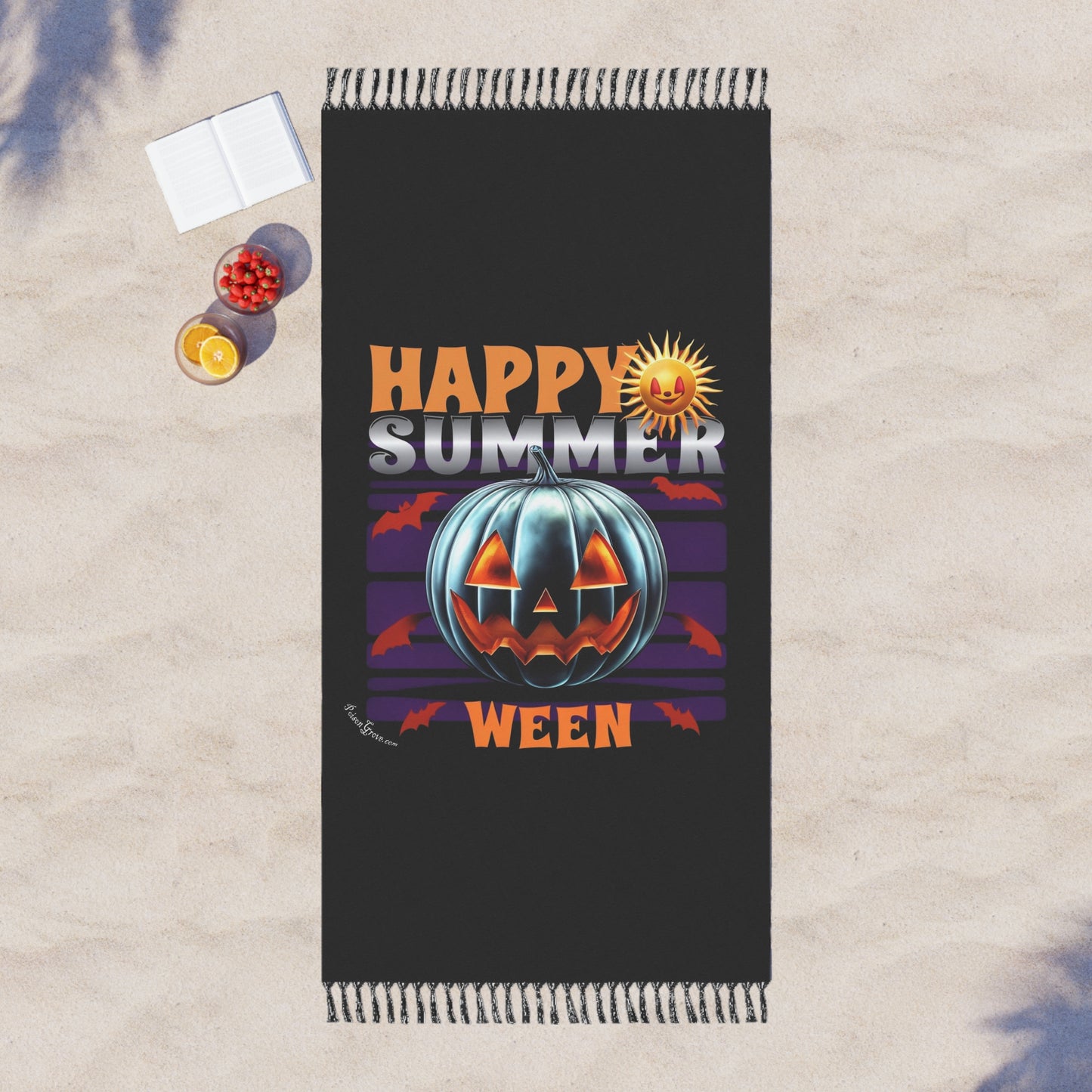 "Happy Summerween" Boho Beach Towel