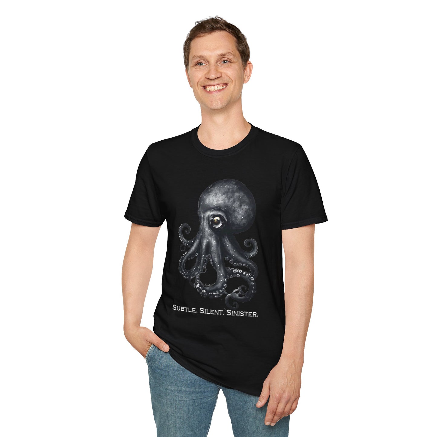 Subtle Silent Sinister Octopus Unisex Softstyle T-Shirt