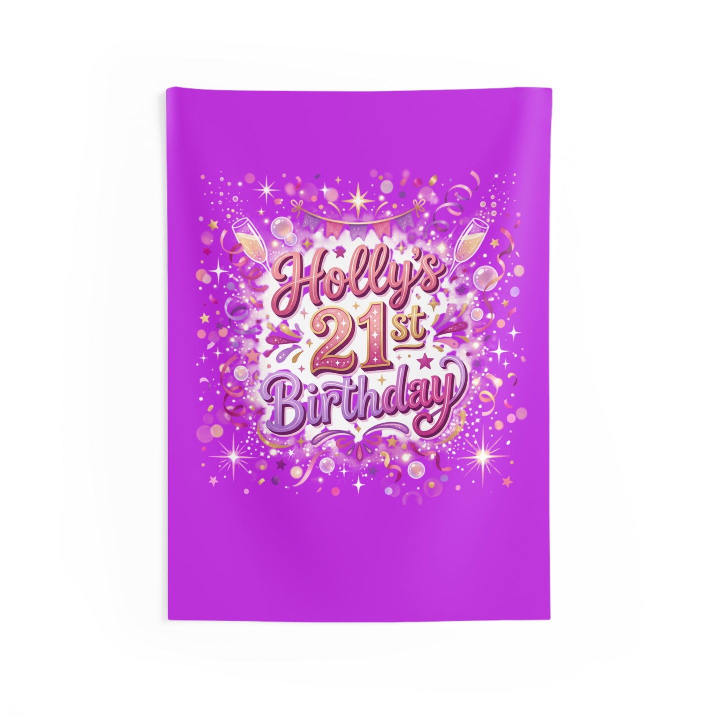 Holly's 21st Birthday Wall Tapestry — Sparkling Pink Celebration Decor